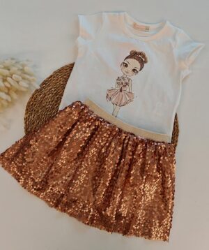 BASKI DETAY TİŞÖRT PUL PAYET ETEK TAKIM